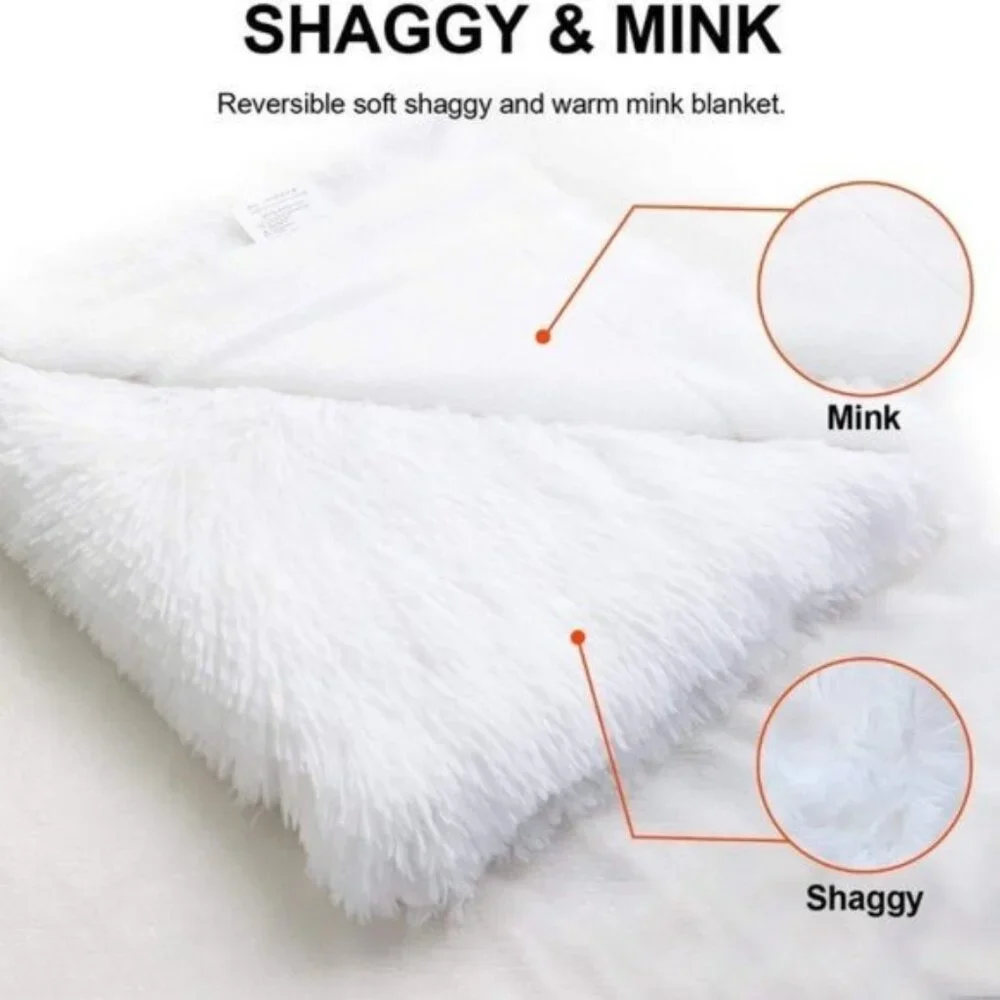 Lightweight Long Hair Soft Faux Fur Throw Blanket